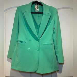 Express Mint Green Double-Breasted Blazer